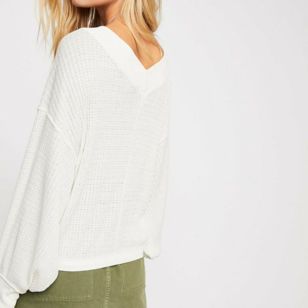 NEW Free People We The Free South Side Thermal Top in white sz XS - Picture 4 of 12